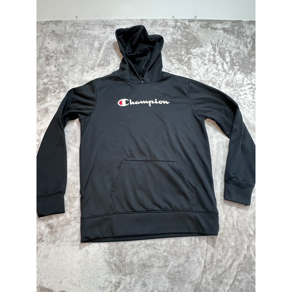 Champion Pullover Hoodie Boys Size XL 18/20 Black Long Sleeve Pocket EUC